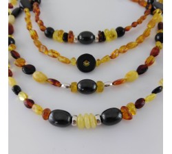 Uśmierzacz bólu i ochrona EMF Naszyjnik z bursztynu z szungitem dla dzieci