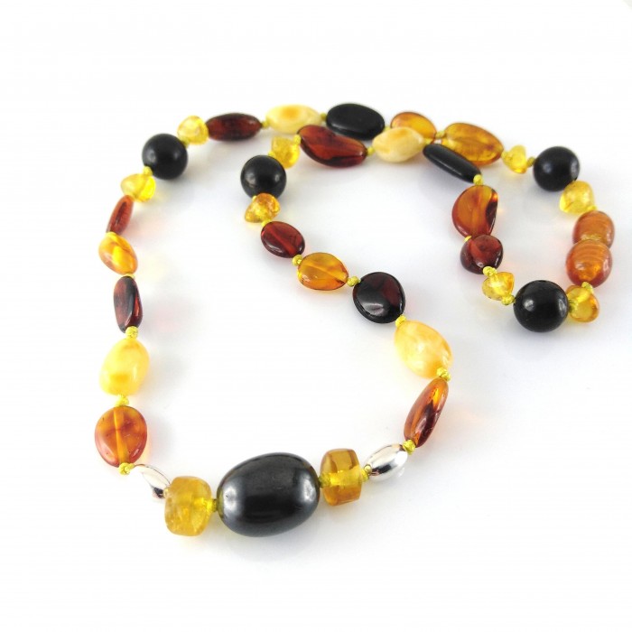 Uśmierzacz bólu i ochrona EMF Naszyjnik z bursztynu z szungitem dla dzieci