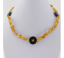 Uśmierzacz bólu i ochrona EMF Naszyjnik z bursztynu z szungitem dla dzieci