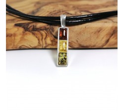Greek goddesses - Amber necklace sterling silver on leather strap