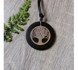 Znaki lecznicze - Naszyjnik z szungitu srebro 925