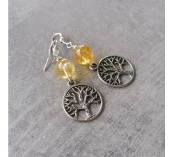 Tree of life drop earrings - gemstone jewelry citrine earrings