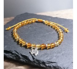 citrine gemstone balls bracelet with sterling silver elephant for luck