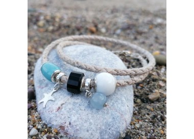Bracelet en perles d'agate bleue 8mm