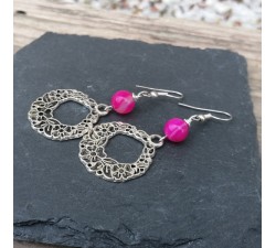 pink agate drop earrings for enhance