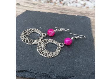 pink agate drop earrings for enhance