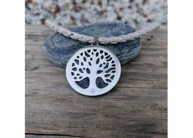 Shungite necklace - stainless steel lucky tree