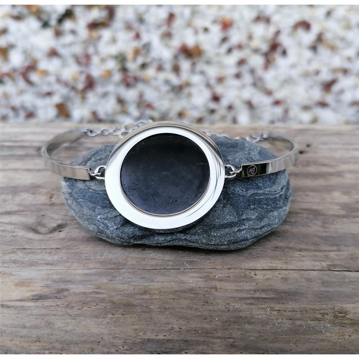 Bransoletka ze stali nierdzewnej z szungitem