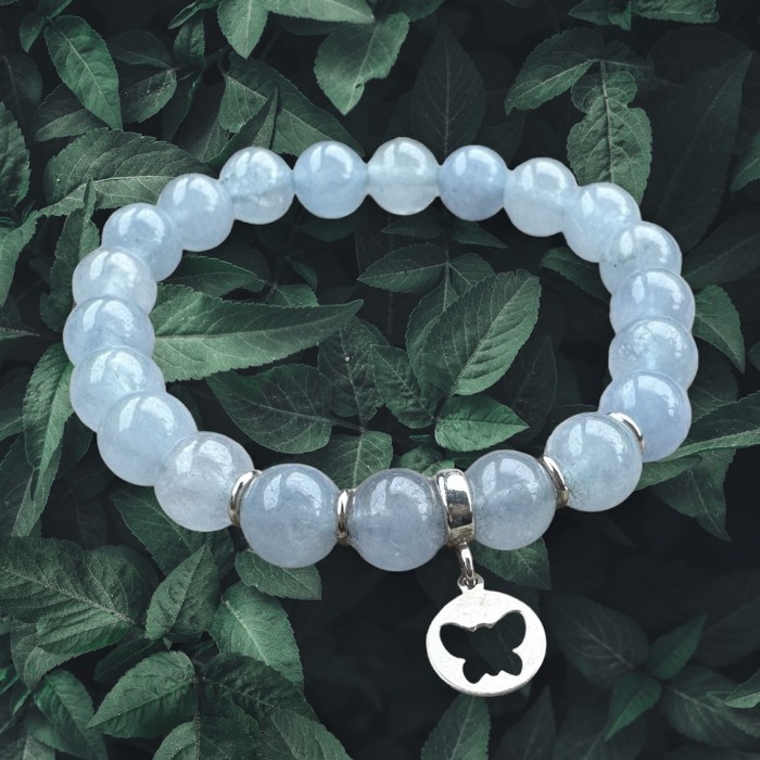 Srebrna bransoletka z akwamarynu