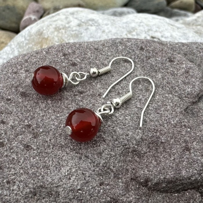 Red carnelian earrings strling silver