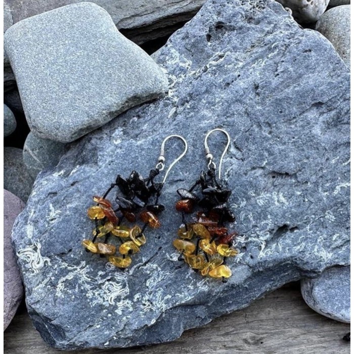 Real amber earrings sterling silver