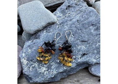 Real amber earrings sterling silver