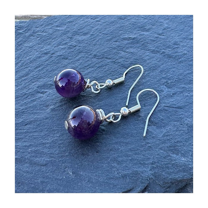 Sterling silver amethyst drop earrings