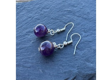 sterling silver amethyst drop earrings