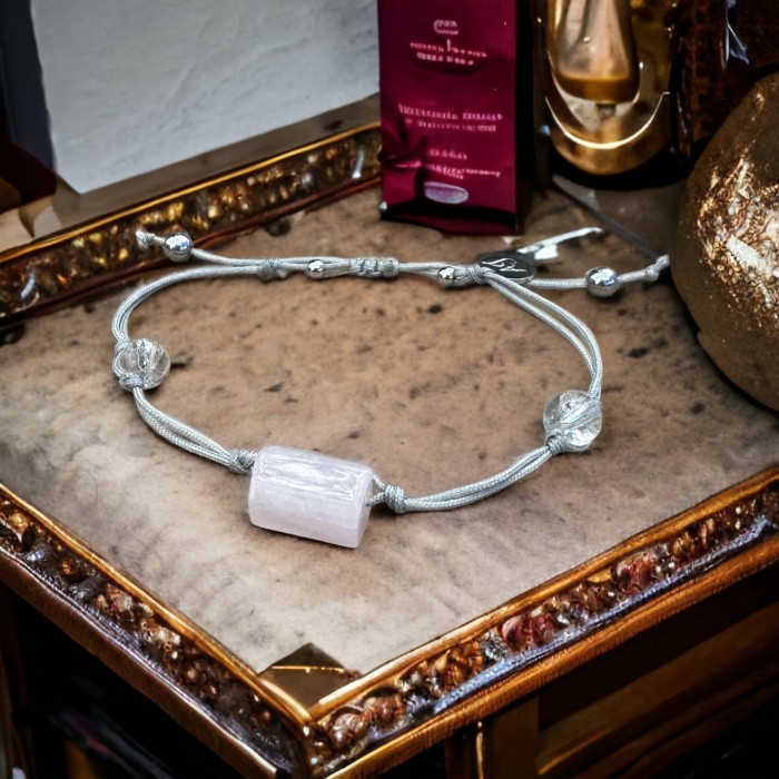 Bransoletka z kwarcem różowym i kryształem górskim