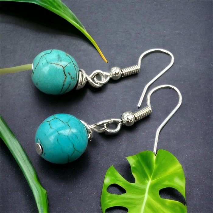 Blue howlite crystal earrings