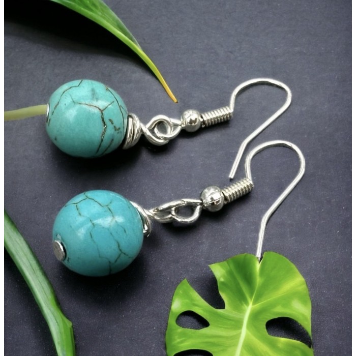 Blue howlite balls earrings