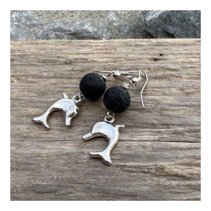 Lava earrings with dolphin