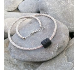 Necklace with modular bead from natural gemstones