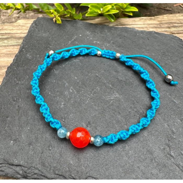 Orange amd blue Jadeite bracelet