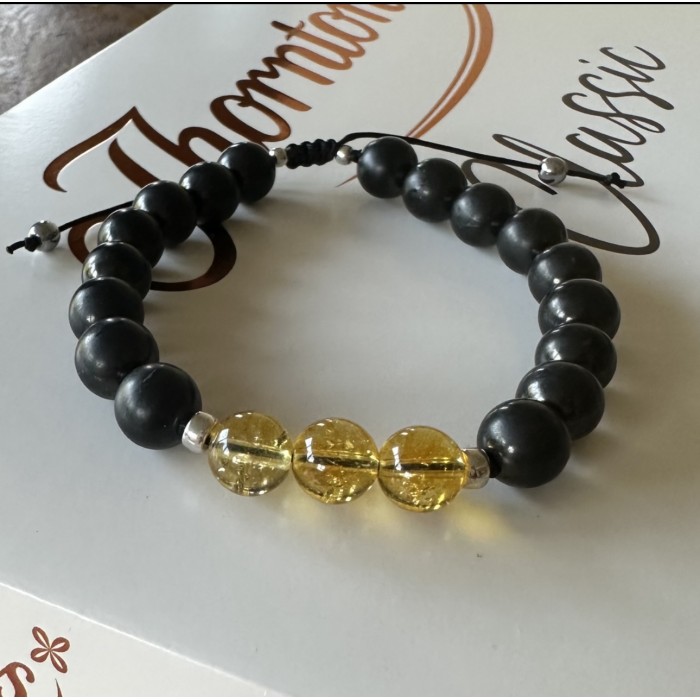 Yellow Citrine bracelet with Shungite