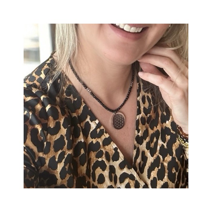 Necklace with Shungite - flower if life symbol