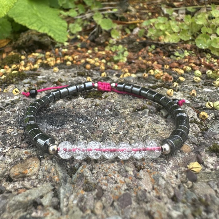 Hematite and crystal stone bracelet