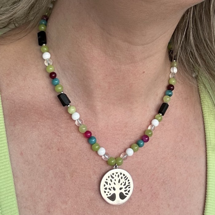 Lucky tree necklace - Shungite with gemstones