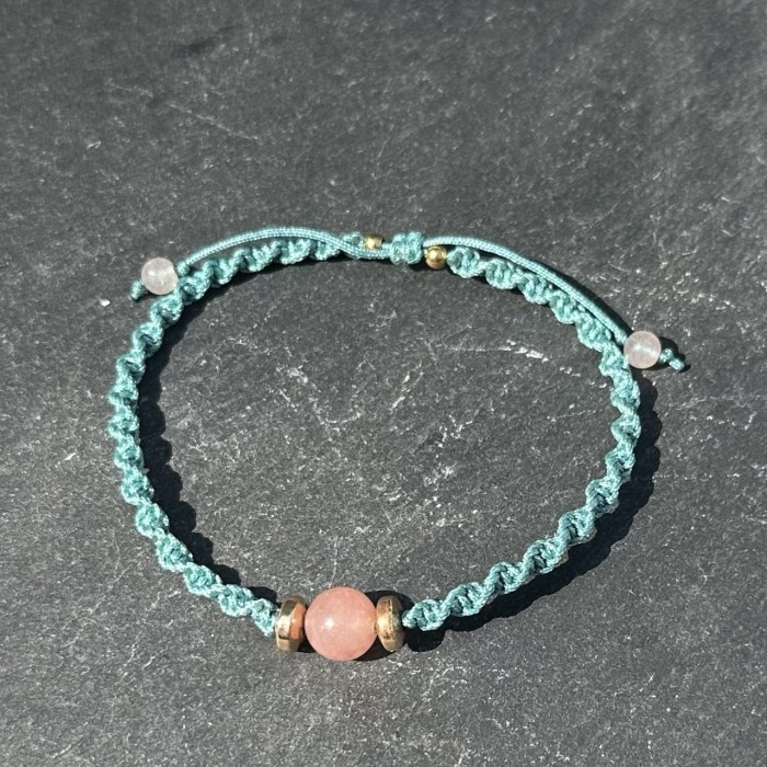 Bracelet with cherry crystal on cord