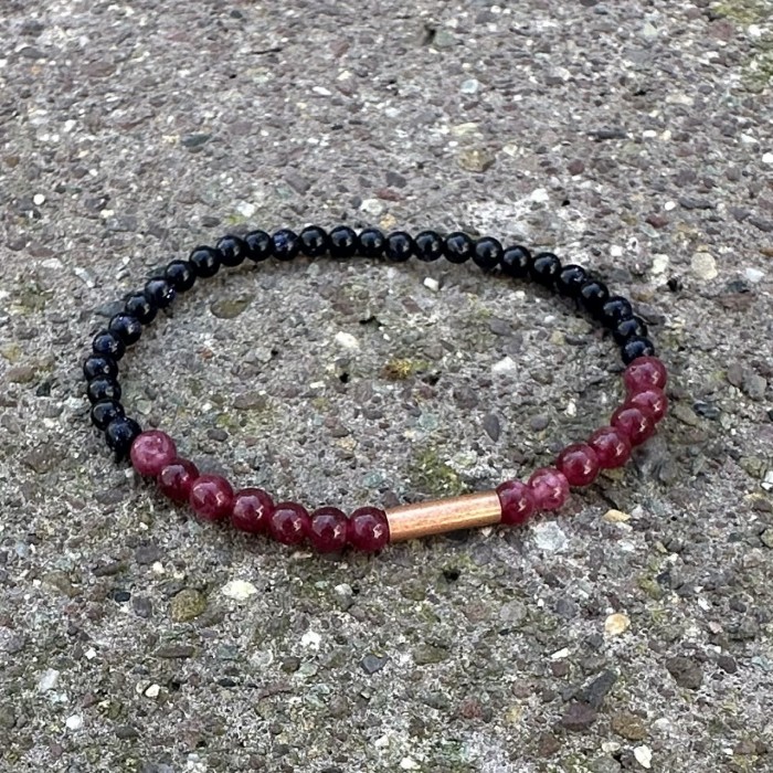 Bracelet with gemstones - copper tube