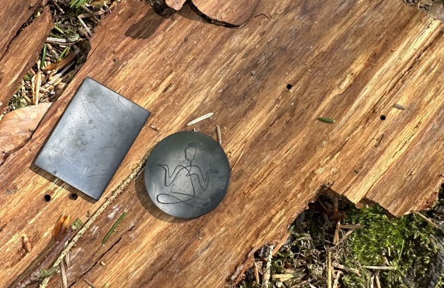 radiator for phone - shungite plate on wood